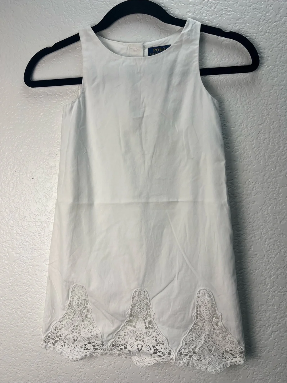 Polo Ralph Lauren Girls 6 White Lace Hem Cotton Dress